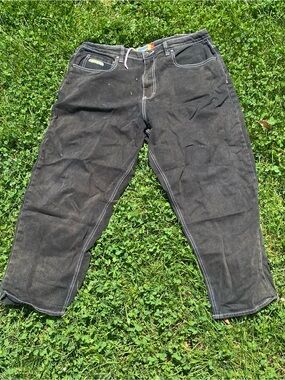 Empyre Men's Relaxed Jeans in Black with White Stitching